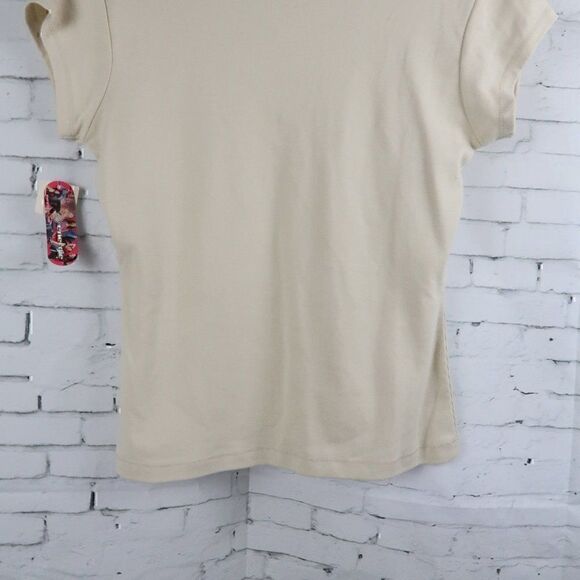 ENERGIE TAN V NECK CAP SLEEVE COTTON T SHIRT SIZE XL NWT - Picture 9 of 9